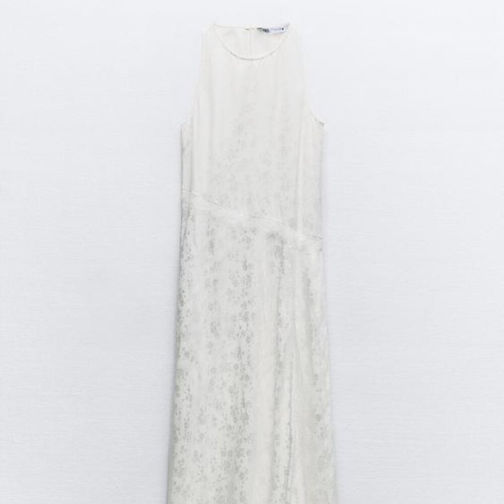 Zara Lace Jacquard Dress XS White